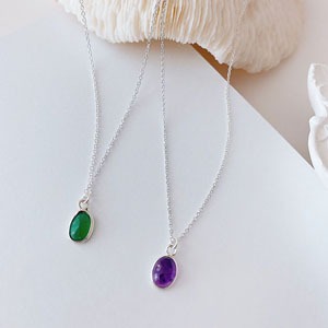 [Silver925] Color stone necklace/2color(자수정&amp;그린오닉스)
