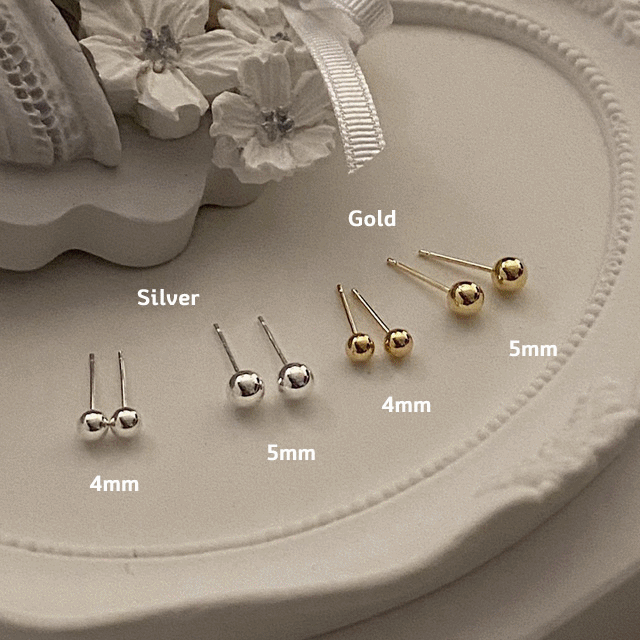 [Silver925][1+1] 2size - Basic ball earring/2color
