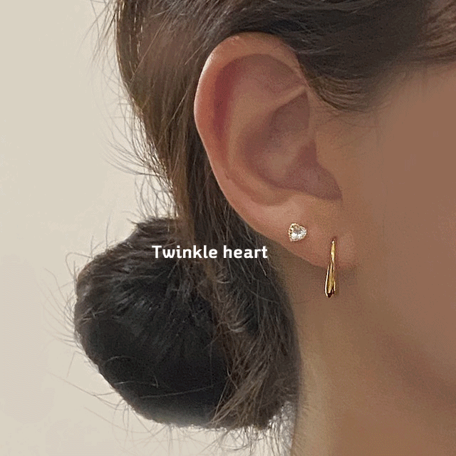 [Silver925] Twinkle heart earring/2color