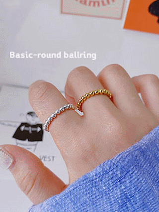 [14KGold Painting-Silver925]Basic-round ballring/6Size