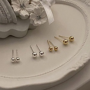[Silver925][1+1] 2size - Basic ball earring/2color